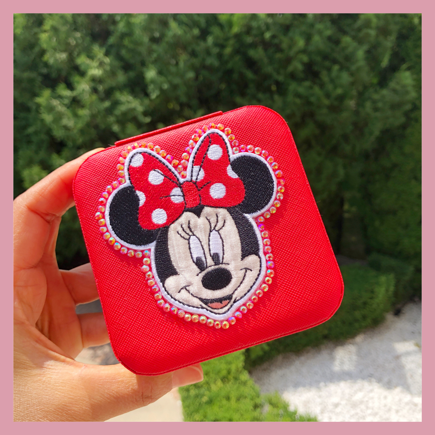 Custom Girl’s Jewelry Box | Red Minnie Case with Colorful Bracelets