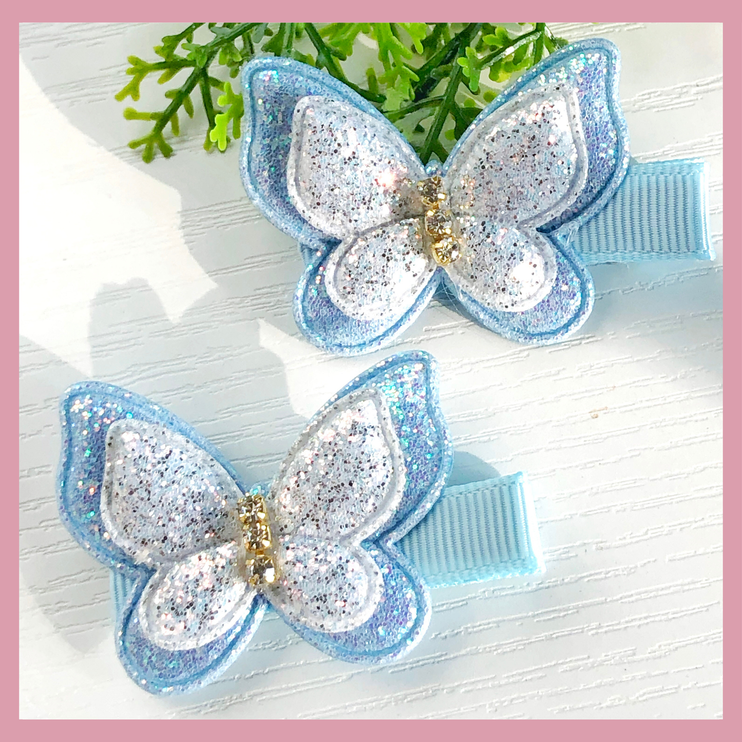 Glitter Baby Girl Butterfly Hair Clips Pairs.
