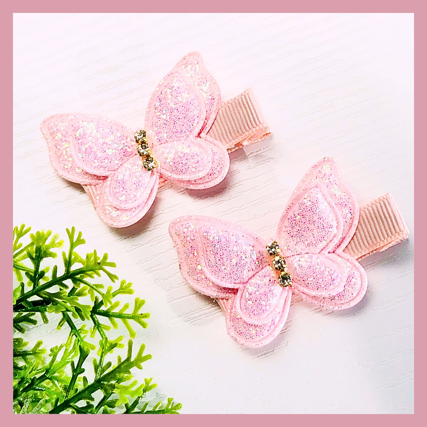 Glitter Baby Girl Butterfly Hair Clips Pairs.