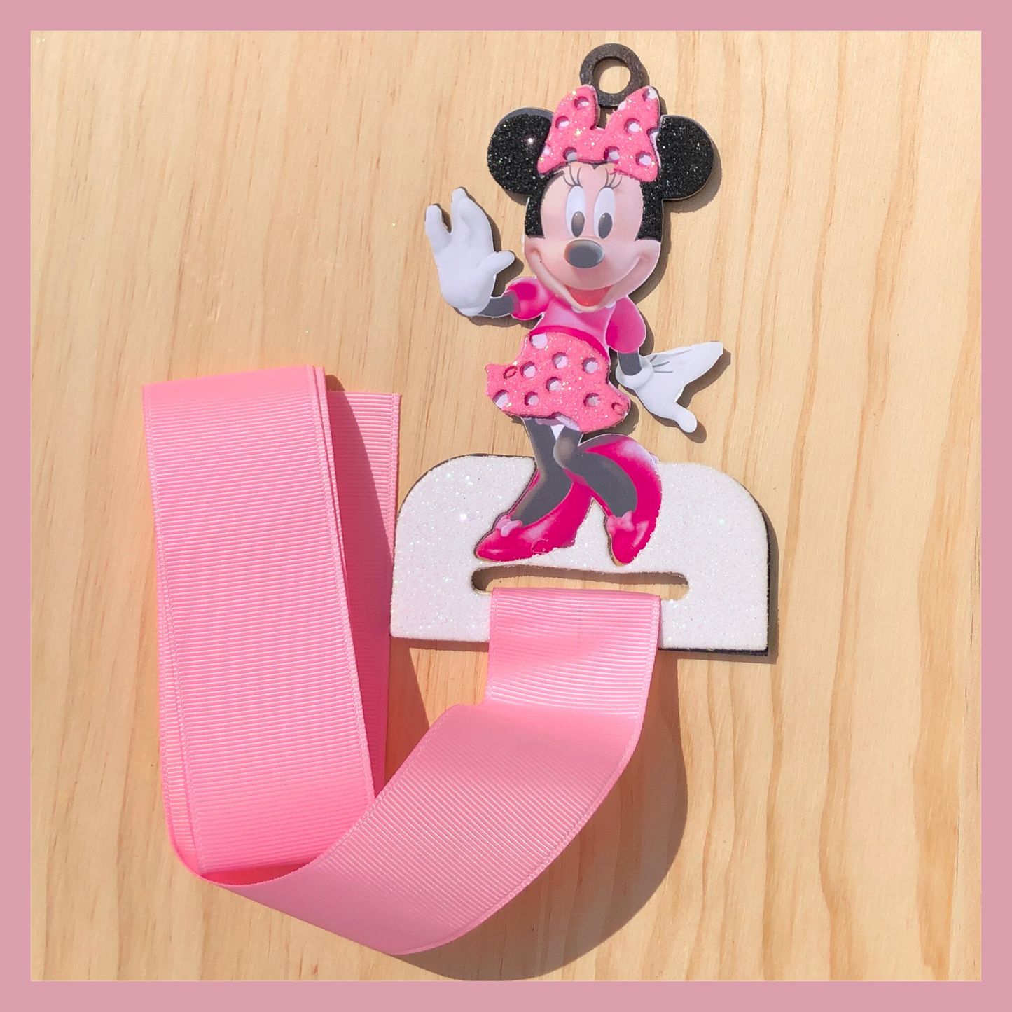 Pink Minnie Mouse Hair Bow Holder – Minnie Hair Bow Organizer for Girls – Customizable.