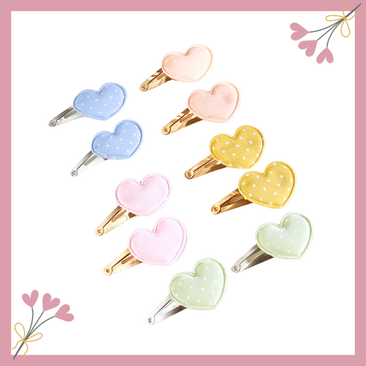 Heart Hair Clips Set for Toddler Girls β Soft and Colorful Snap Clips