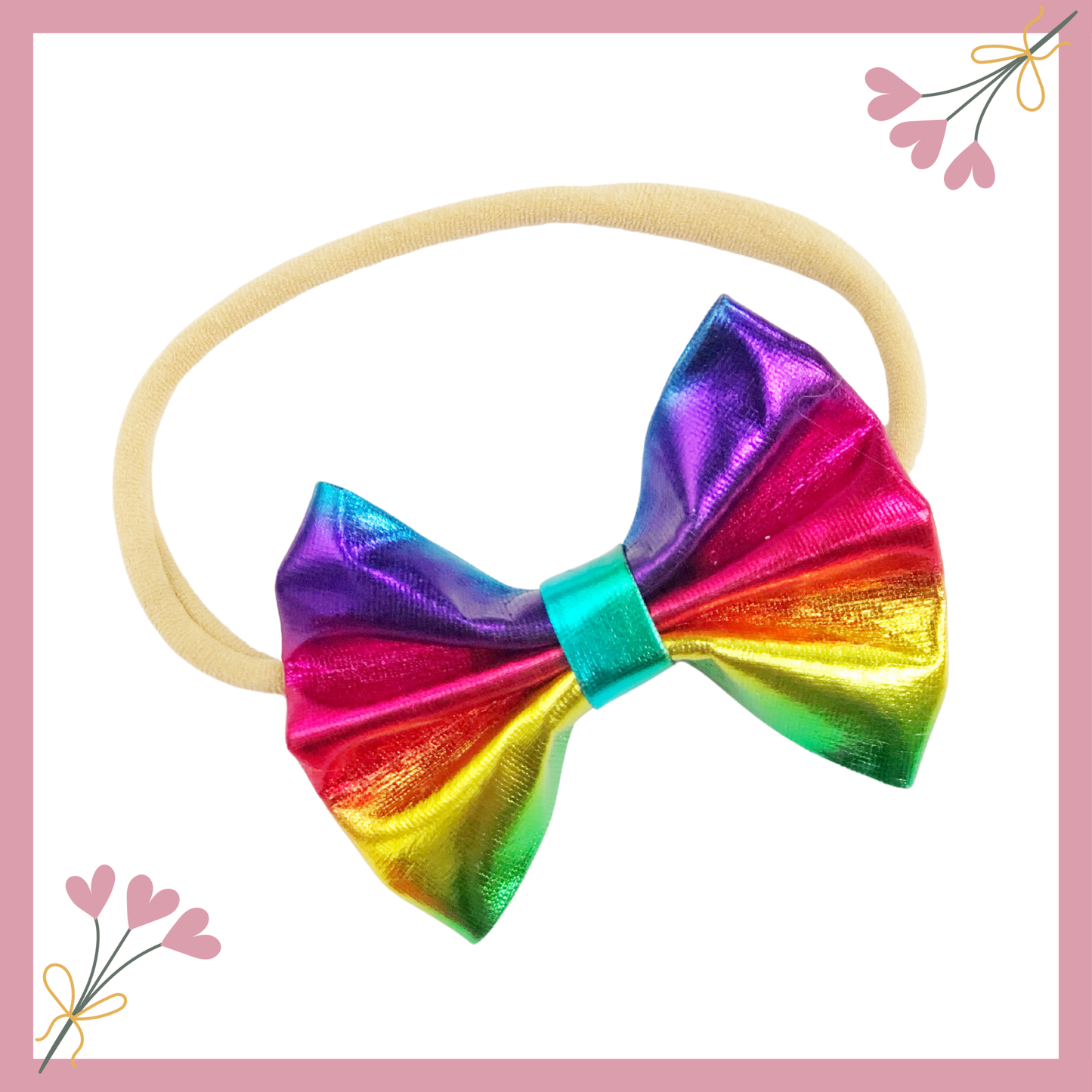 Baby Girl Headband | Headband with Multicolor Metallic Bow | Soft Baby Headbands