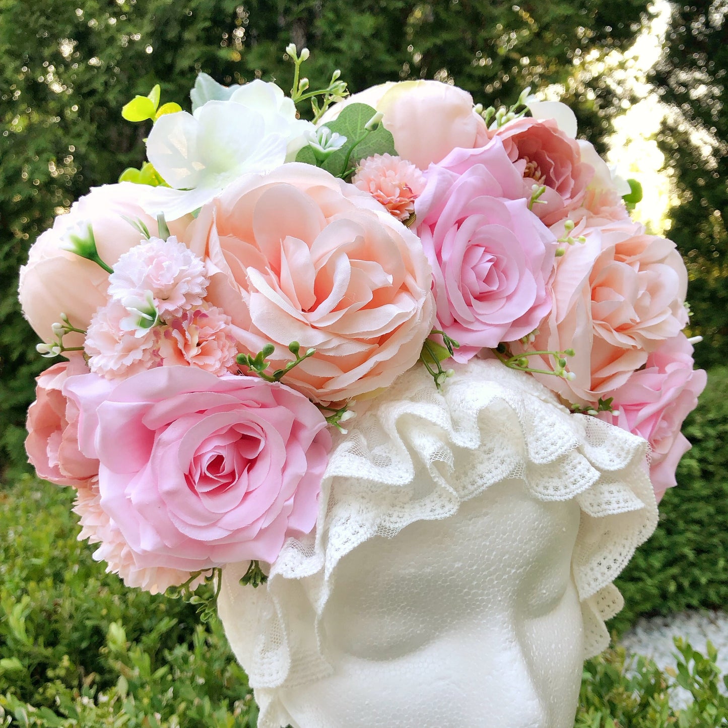 Orange green flower headband