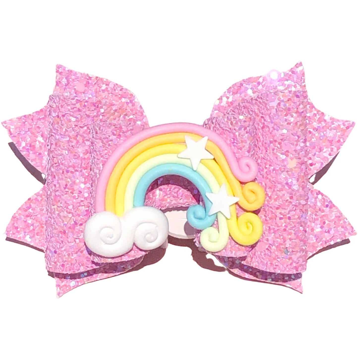 Yellow rainbow hair bow