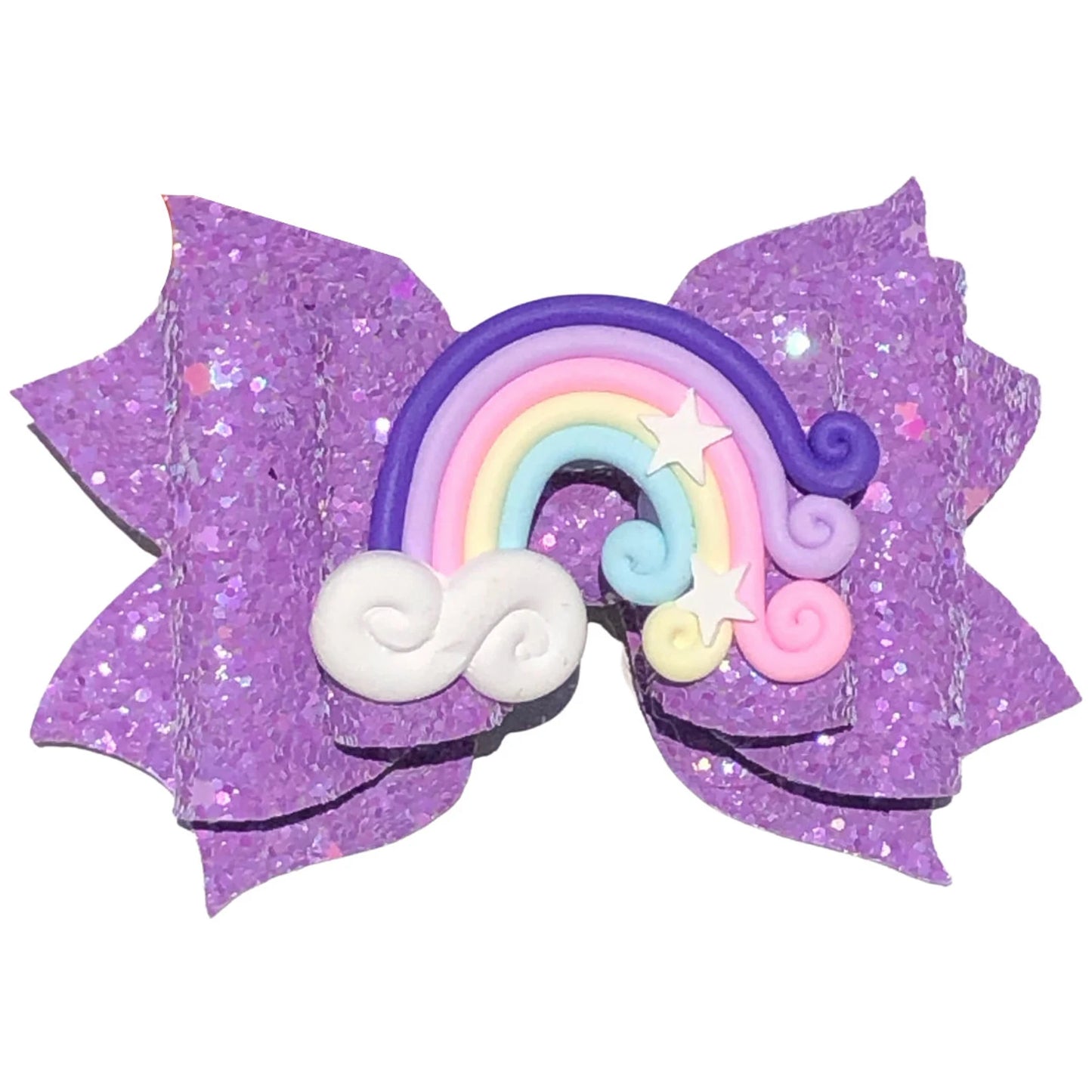 Purple glitter girlβs bow