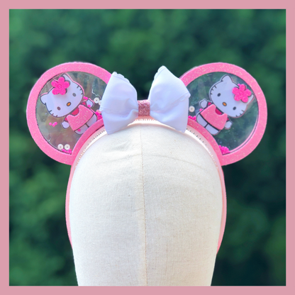 Personalized Hello Kitty Headband | Pink Glitter Ears & Bow