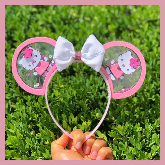 Personalized Hello Kitty Headband | Pink Glitter Ears & Bow