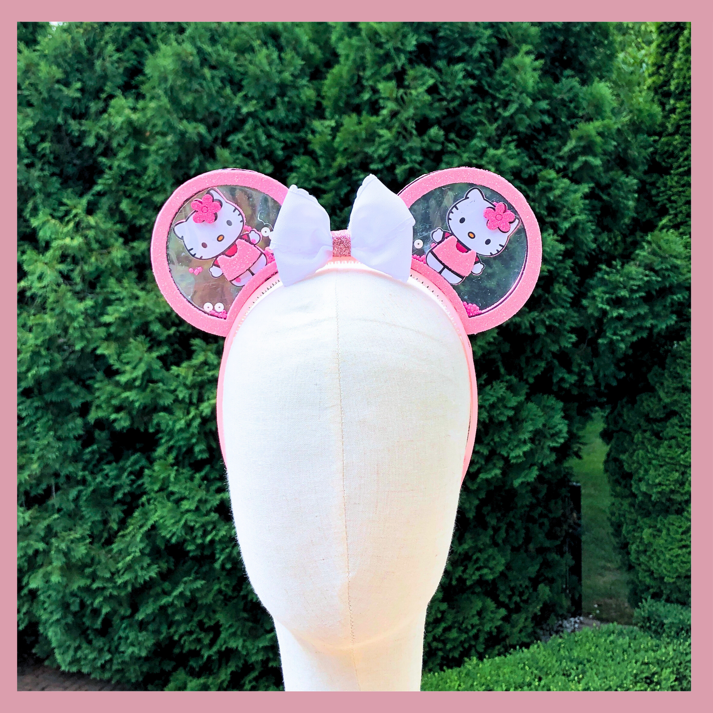 Personalized Hello Kitty Headband | Pink Glitter Ears & Bow
