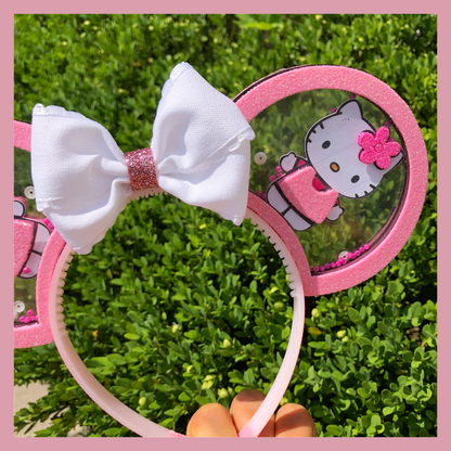 Personalized Hello Kitty Headband | Pink Glitter Ears & Bow