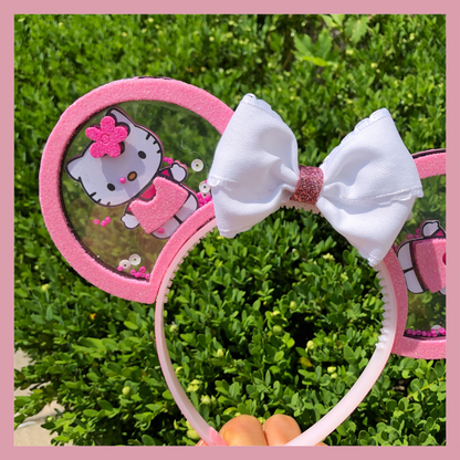 Personalized Hello Kitty Headband | Pink Glitter Ears & Bow